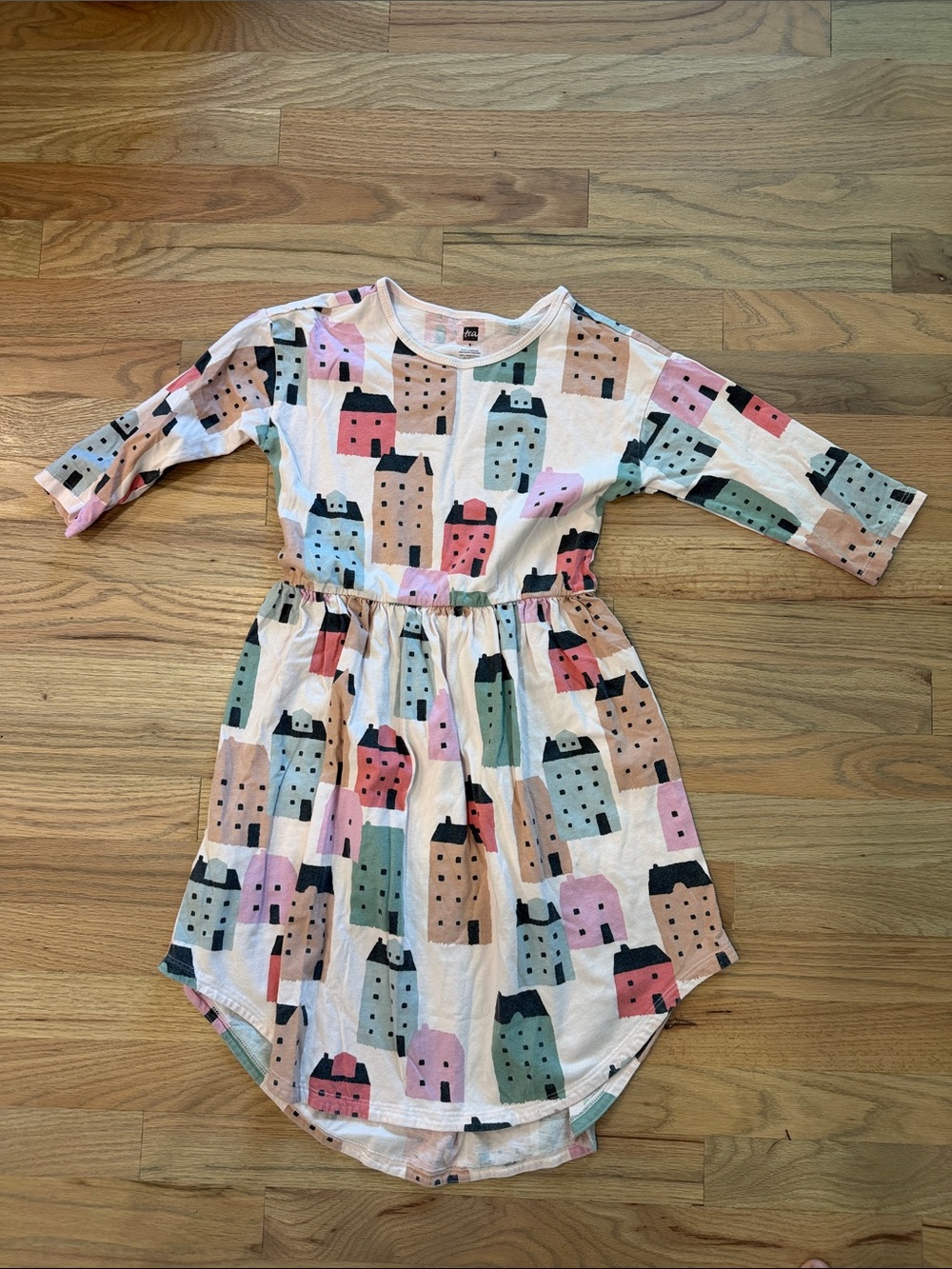 Tea Collection Stockholm Streets Houses Dress Girls Size 8 100% Cotton